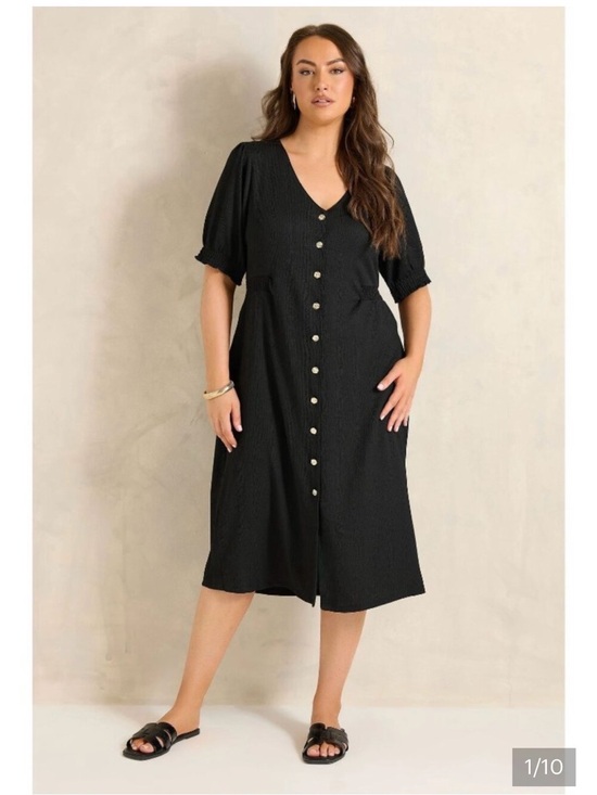VILA Dresses & Skirts - VILA Black Button-Front V-Neck Midi Dress (stock pic) Size S